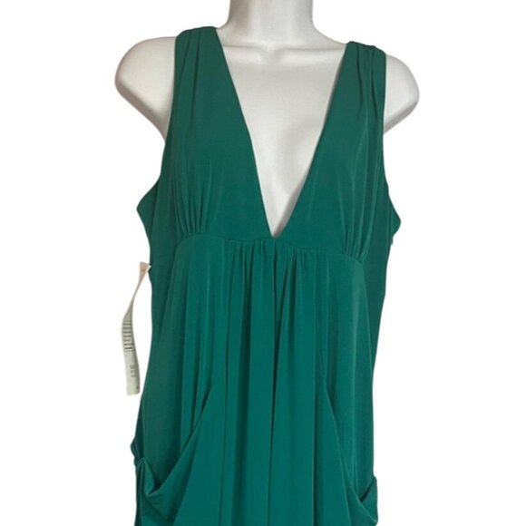 Laundry By Shelli Segal Dress Womens Size 10 Jade Green Sleeveless V-Neck Pocket - Picture 5 of 9